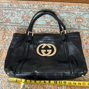 Authentic GUCCI Black Leather Tote Used